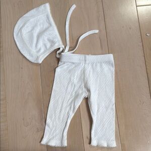 Bebe organics soft cotton knit pants hat Bonnet 3 m